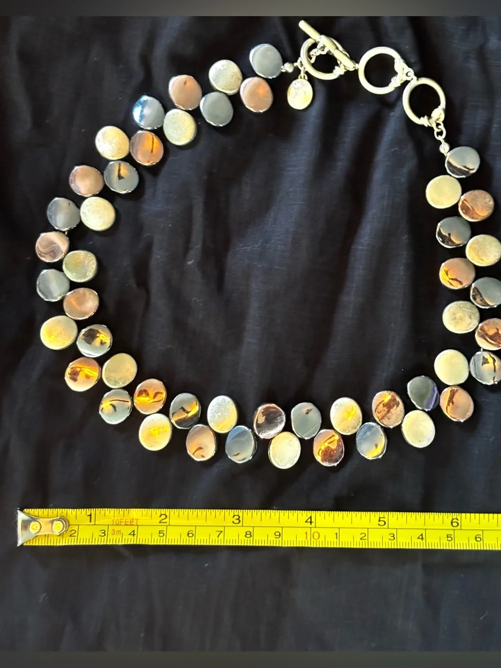 Vintage Women’s Jones New York Metal Toned Disc Statement Necklace